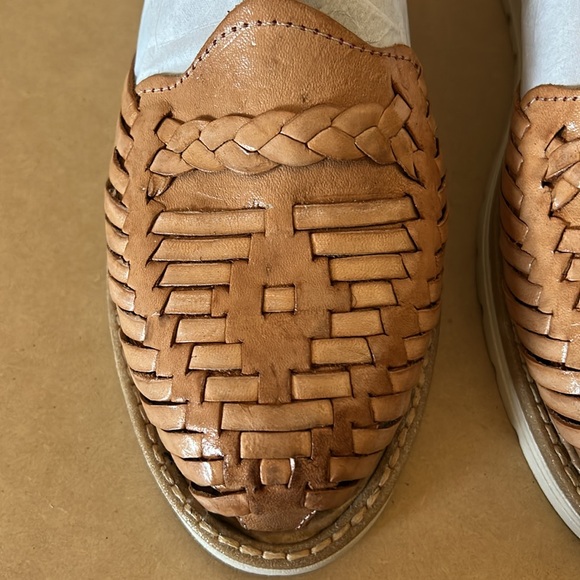 Mexican Mary Jane Huaraches Natural leather Womens Sz 9 - Picture 2 of 8
